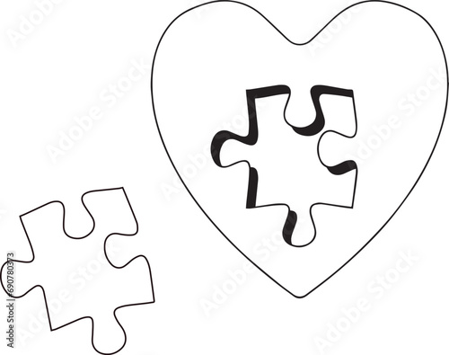 Abstract puzzle heart, white piece