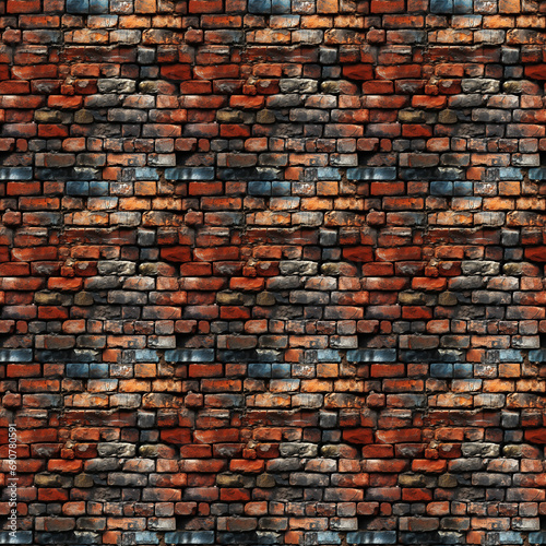 seamless texture of old red brick masonry
