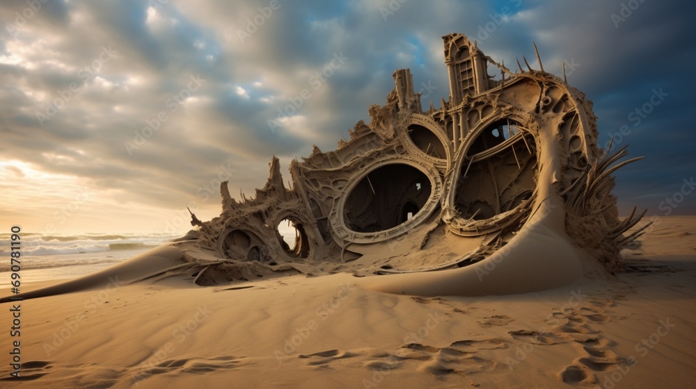 An abandoned relic from the past, swallowed by the sands of a forgotten ...