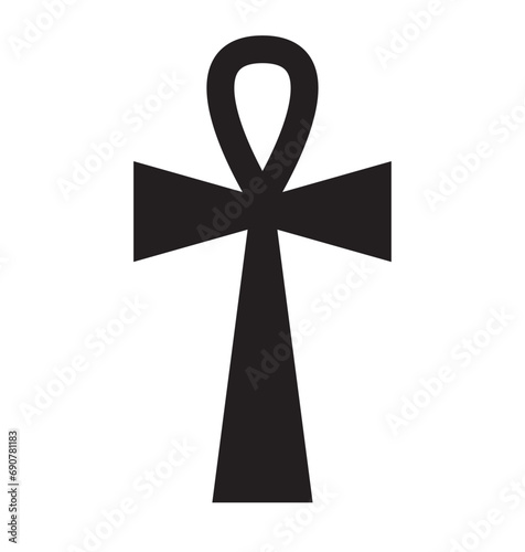 Egyptian ankh symbol isolated icon on white background. Vector illustration.