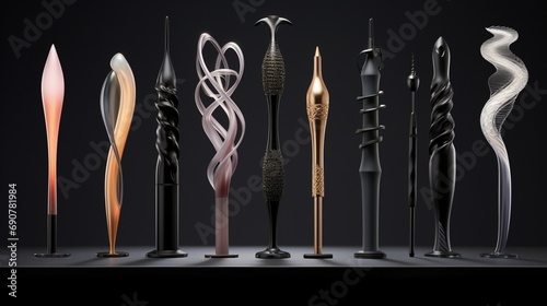 An arrangement of hair styling wands, their sleek designs hinting at the artistry they enable in skilled hands photo