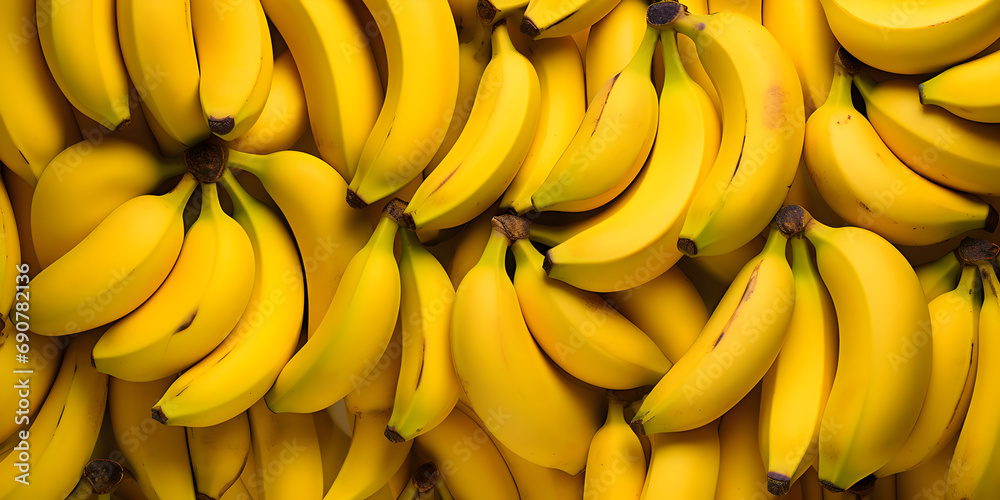 Top view fruit background with fresh bananas 