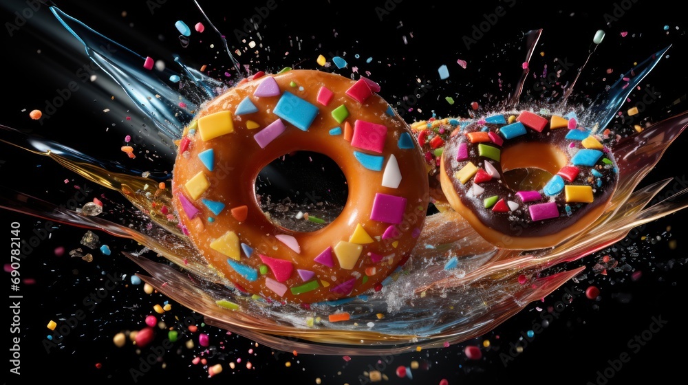 Fototapeta premium Colorfully decorated multi colored donuts UHD wallpaper