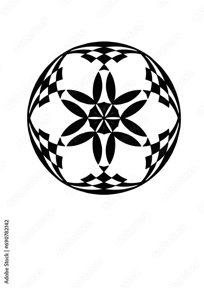 circular rosette with abstract radial symmetrical pattern black and white, modern abstract design, silhouette, cut out, circular rosette with abstract radial symmetrical pattern black and white, modern abstract design, silhouette, cut out,