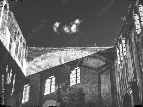Wallpaper Mural view to light and shadow on the wall in abandoned church in vintage style Torontodigital.ca