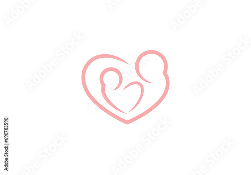 love mom baby logo design, health care symbol vector illustration	
