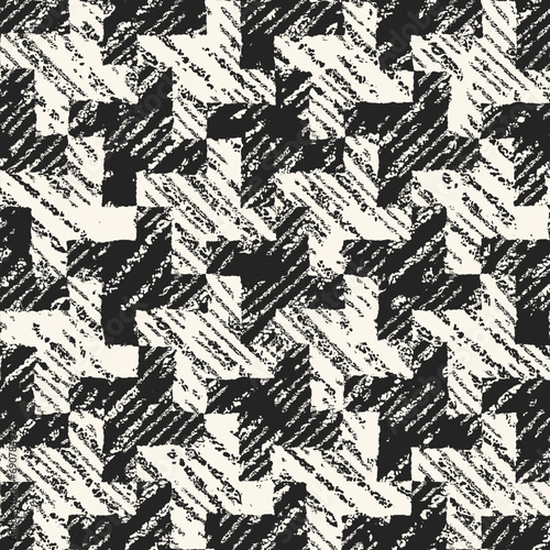 Monochrome Brushed Textured Houndstooth Pattern