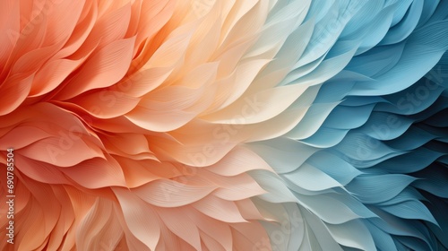 Abstract background with multicolored crepe paper, closeup. Peach Fuzz color