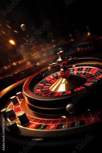 Casino roulette wheel background photo