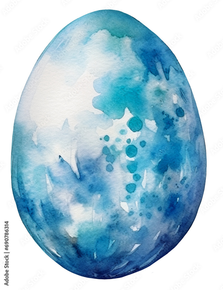Watercolor illustration of a blue Easter egg. Transparent background, png. Ai generated. Watercolor illustration of a blue Easter egg. Transparent background, png. Ai generated.