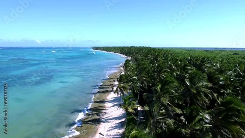 Bezludna plaża tropikalna- nagranie z góry na dominikanie- Punta Cana photo