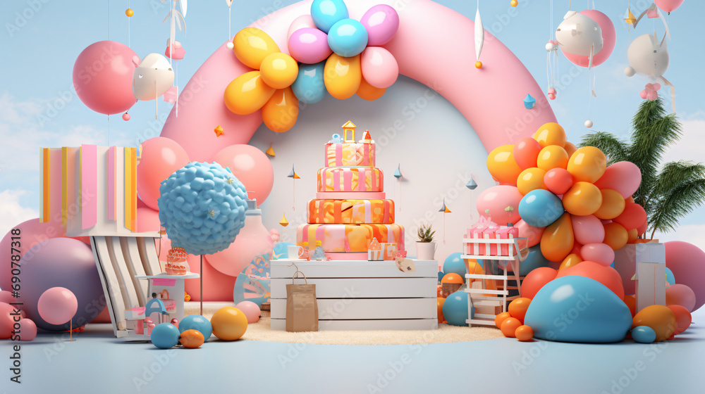 Bright and Colorful Birthday Party Mockup Bright and Colorful Birthday Party Mockup