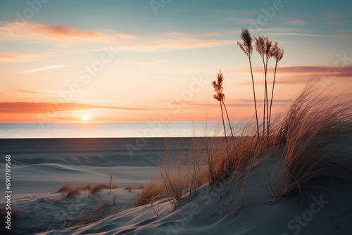 Fototapeta Naklejka Na Ścianę i Meble -  Sunset over the dunes of the Baltic Sea