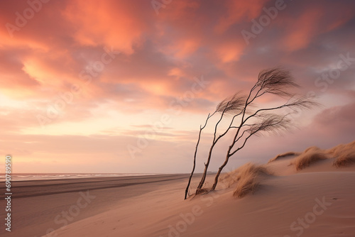 Fototapeta Naklejka Na Ścianę i Meble -  Sunset over the dunes of the Baltic Sea