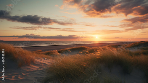 Sunset over the dunes of the Baltic Sea photo