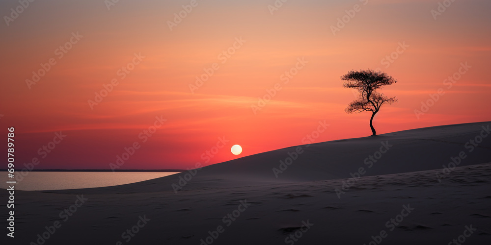 Obraz premium Sunset over the dunes. Dunes background. Dunes wallpaper