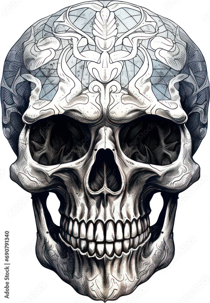 Fototapeta premium Illustration of skull png with transparent background