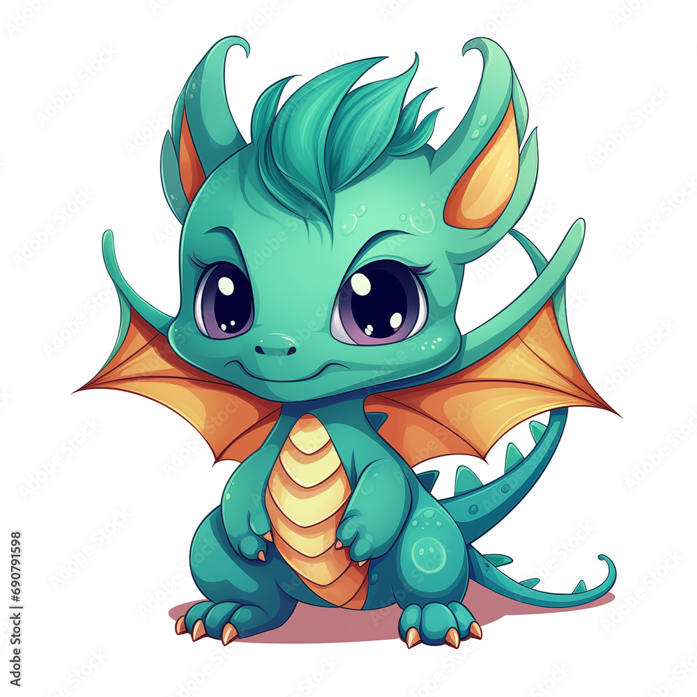 Kawaii Dragon - Year of the Dragon - Chinese New Year - Cute lovable green character - PNG with transparent background Kawaii Dragon - Year of the Dragon - Chinese New Year - Cute lovable green character - PNG with transparent background
