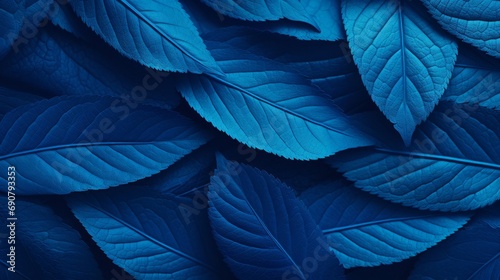blue paper leaves with blue background  in the style of photorealistic compositions  unique framing and composition