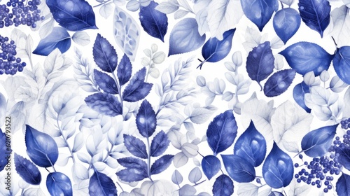 blue paper leaves with blue background, in the style of photorealistic compositions, unique framing and composition