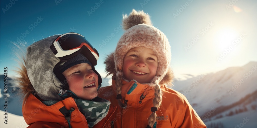 Joyful Kids Enjoying Winter Sports