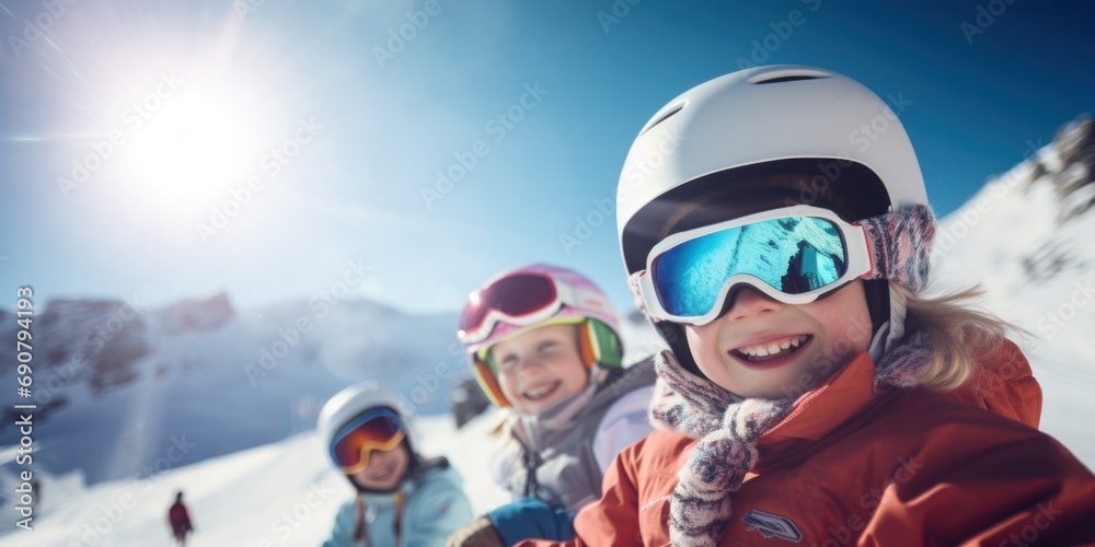 Kids Enjoying Winter Sports Fun