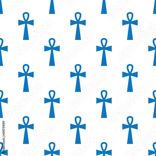Egyptian ankh symbol seamless pattern. Vector illustration.