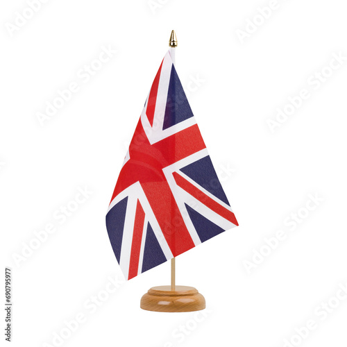 Great Britain Flag, small wooden british table flag, isolated, alpha channel transparency, png