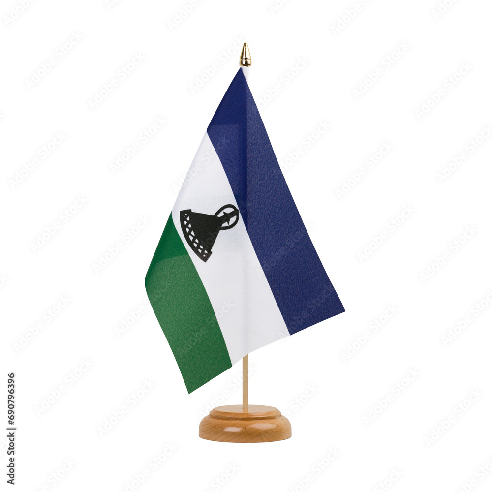 Lesotho new Flag, small wooden basotho table flag, isolated, alpha channel transparency, png Lesotho new Flag, small wooden basotho table flag, isolated, alpha channel transparency, png