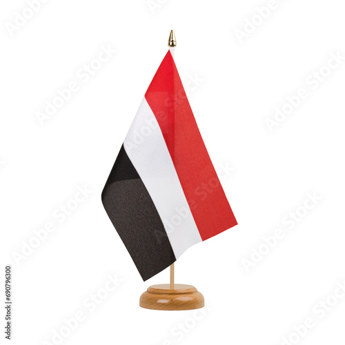 Yemen Flag, small wooden yemeni table flag, isolated, alpha channel transparency, png