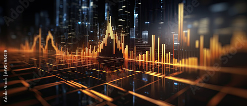 Ups and downs in high tech data energy grids with gold and blue graphic © Lynne Ann Mitchell