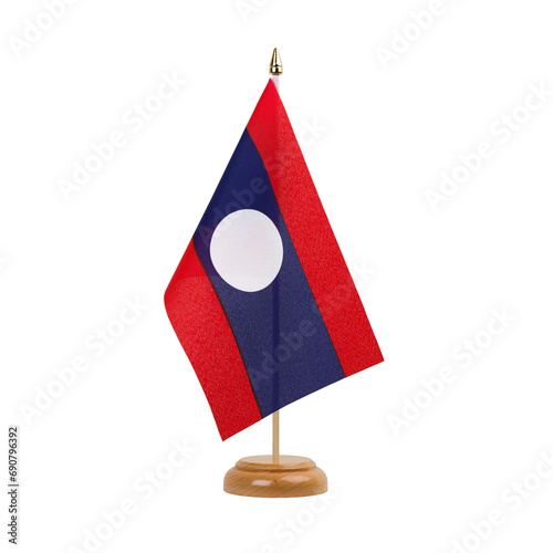 Laos Flag, small wooden laotian, lao table flag, isolated, alpha channel transparency, png