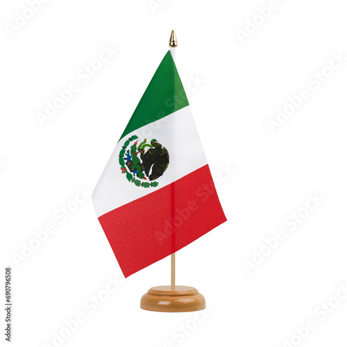 Mexico Flag, small wooden mexican table flag, isolated, alpha channel transparency, png