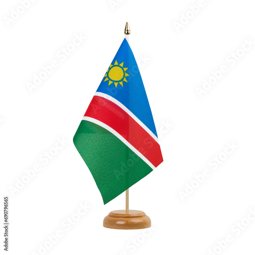 Namibia Flag, small wooden namibian table flag, isolated, alpha channel transparency, png