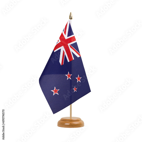 New Zealand Flag, small wooden new zealand table flag, isolated, alpha channel transparency, png
