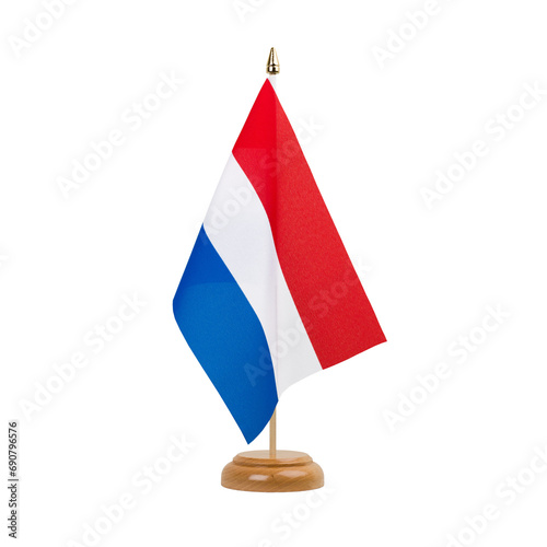 Netherlands Flag, small wooden dutch table flag, isolated, alpha channel transparency, png