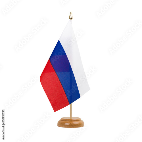 Russia Flag, small wooden russian table flag, isolated, alpha channel transparency, png
