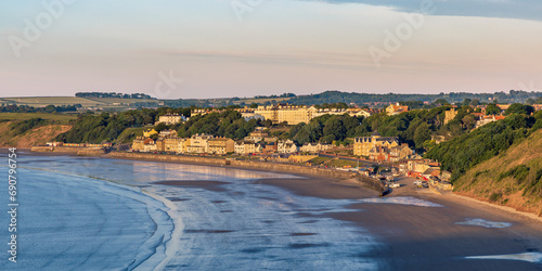 View of Filey from Filey Brigg on the Yorkshire coast, taken just after sunrise. photo