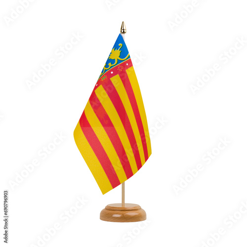Valencia Flag, small wooden valencian table flag, isolated, alpha channel transparency, png