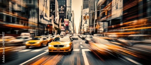City Pulse in Motion: Dynamic Urban Flow with Cars in Motion Blur Amid Downtown Bustle © David