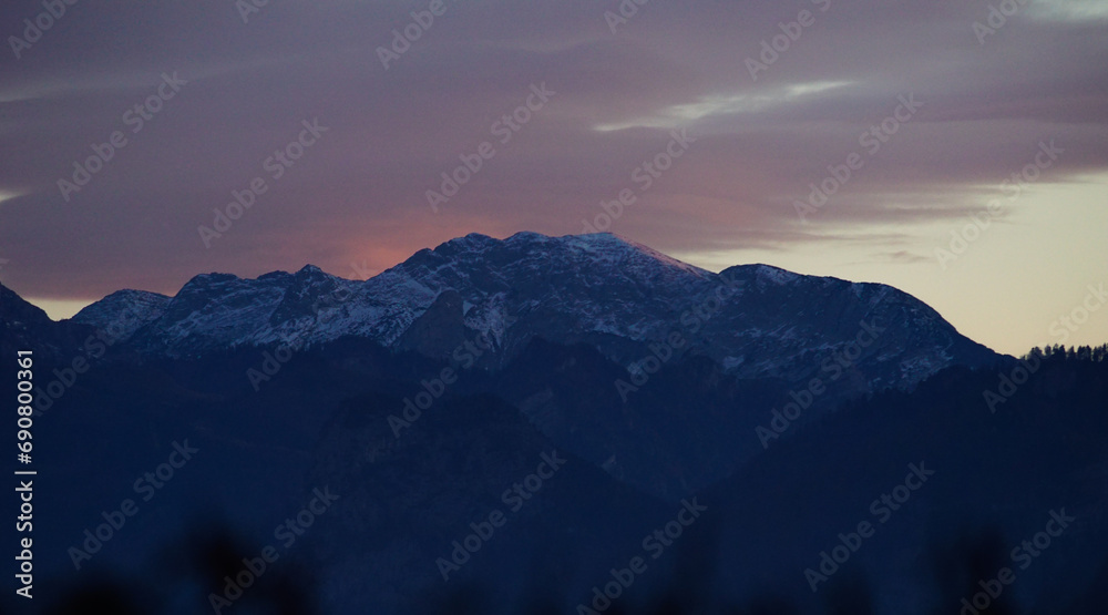 Mountain in Austria in a sunset