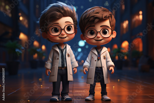 cute beautiful funny happy positive doctors nutce uniform medicine animated clinical work care stethoscope friendly smiling glasses treatment psychologist health.