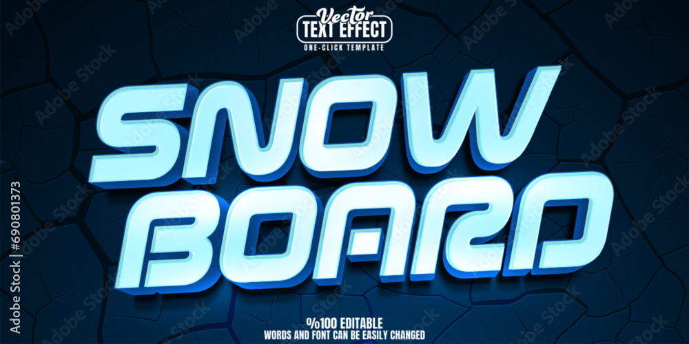 Snow editable text effect, customizable ice and sport 3D font style