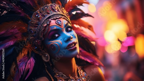 Carnival in Barranquilla, Colombia: A dazzling spectacle of vibrant costumes, rhythmic music, and lively dances, celebrating the city's rich cultural heritage and festive spirit. photo