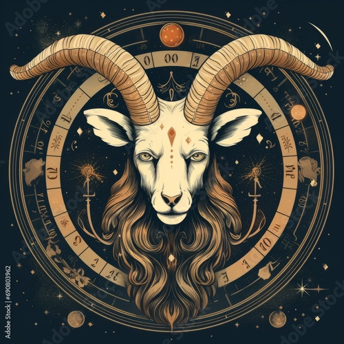 zodiac sign capricorn vintage illustration