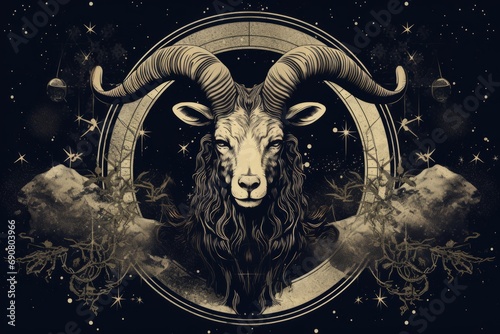 zodiac sign Capricorn vintage illustration photo