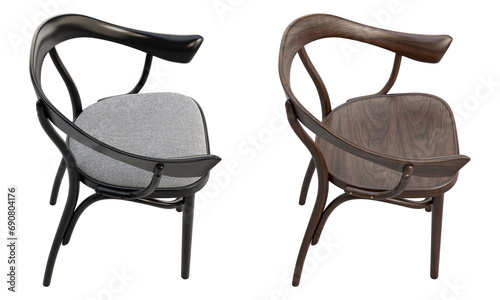 Fototapeta Naklejka Na Ścianę i Meble -  Midcentury steam-bent wooden chair with backrest. 3d render