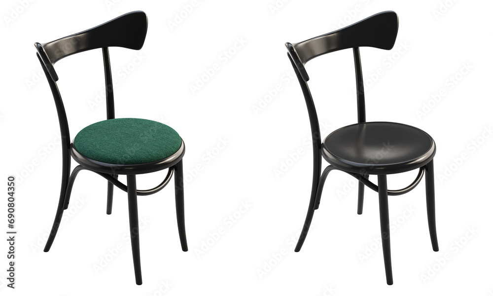 Midcentury steam-bent wooden chair with backrest. 3d render Midcentury steam-bent wooden chair with backrest. 3d render