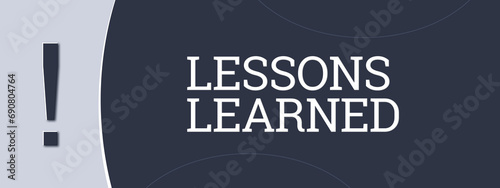 Lessons Learned. A blue banner illustration with white text.