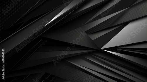 Black white abstract background. Geometric shape. Lines, triangles. 3d effect. Light, glow, shadow. Gradient. Dark grey, silver. Modern, futuristic. Design concept. Wallpaper concept. Abstract concept